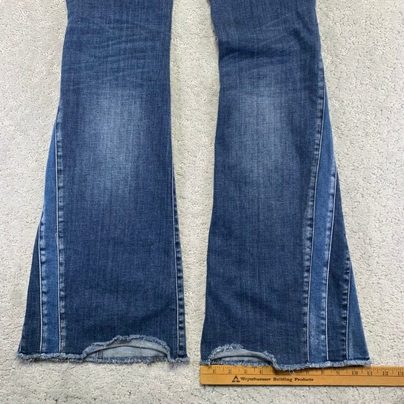 Kancan Jeans Womens High Rise Flare Jeans Blue Denim Frayed Hem Size 27 - Picture 13 of 14